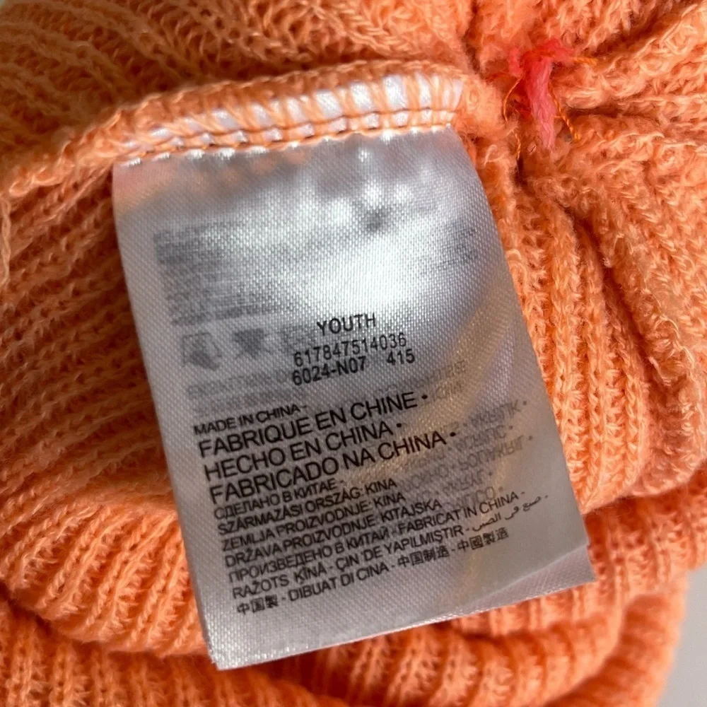 Youth Coral and Pink Striped Hurley Beanie OS